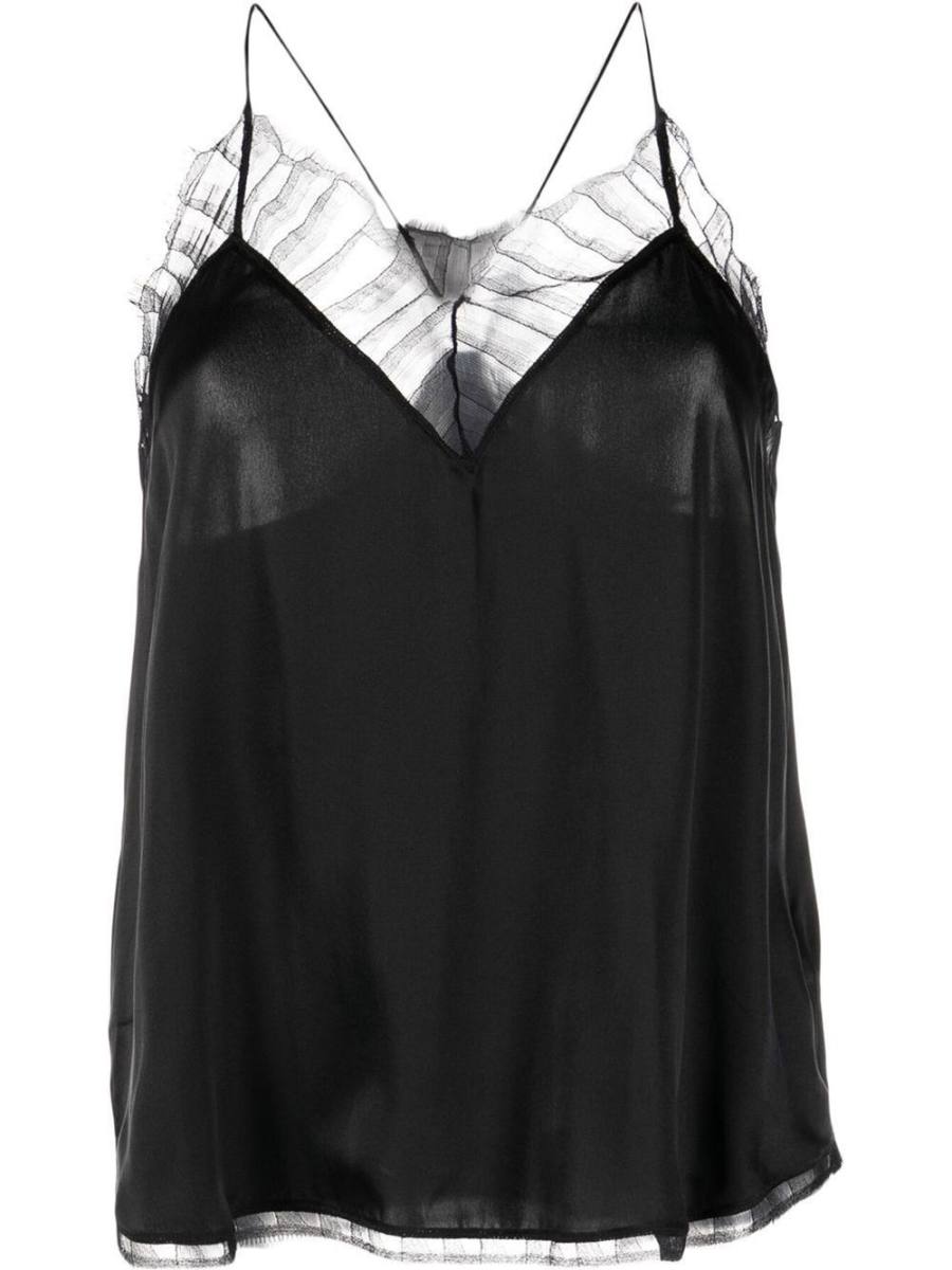 lace-embellished silk top