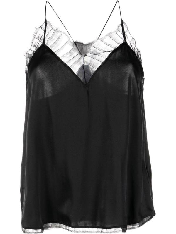 lace-embellished silk top