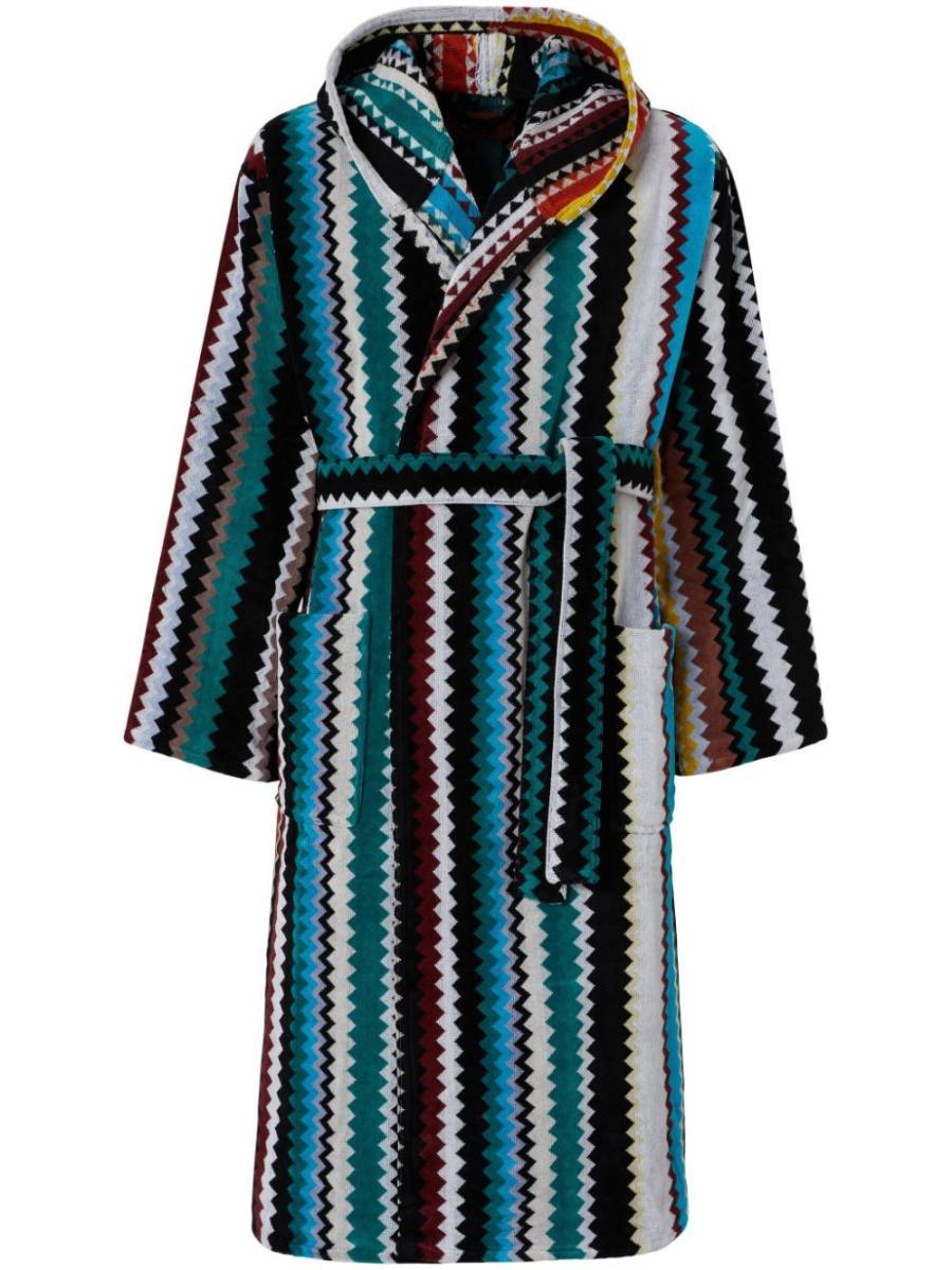 chevron cotton terry bathrobe
