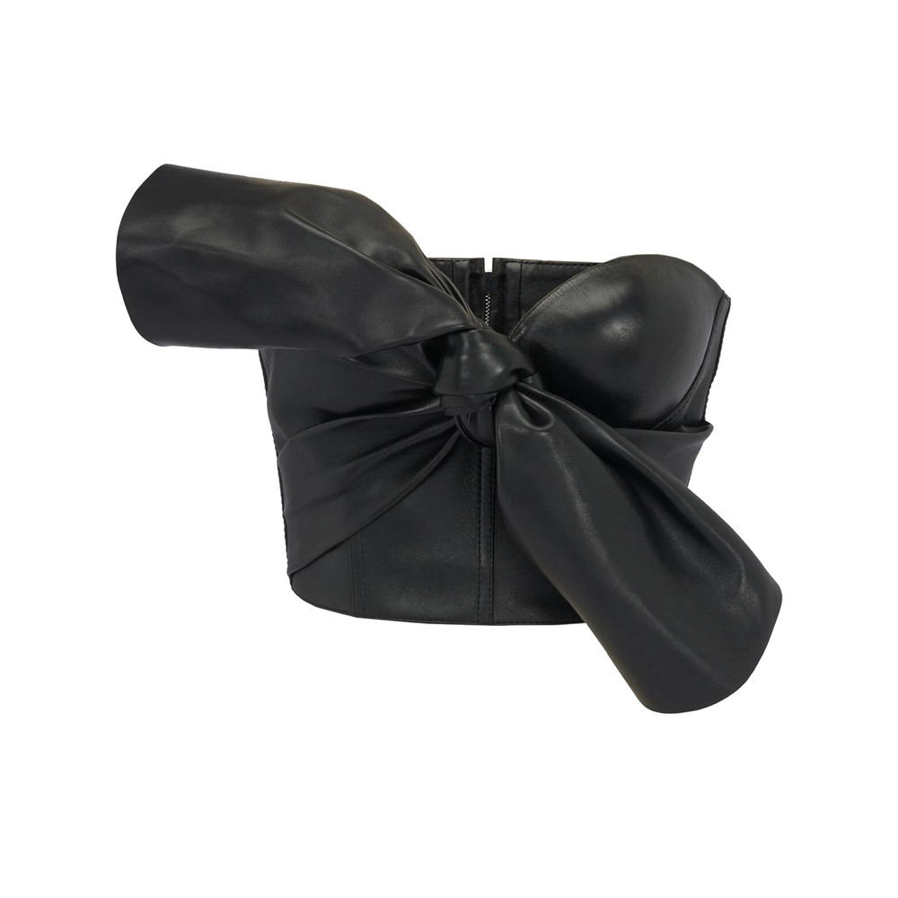 Alexander Mcqueen Knotted-bow Leather Corset Top