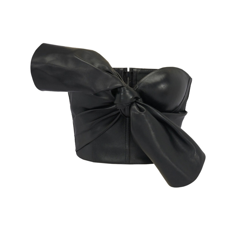 Alexander Mcqueen Knotted-bow Leather Corset Top