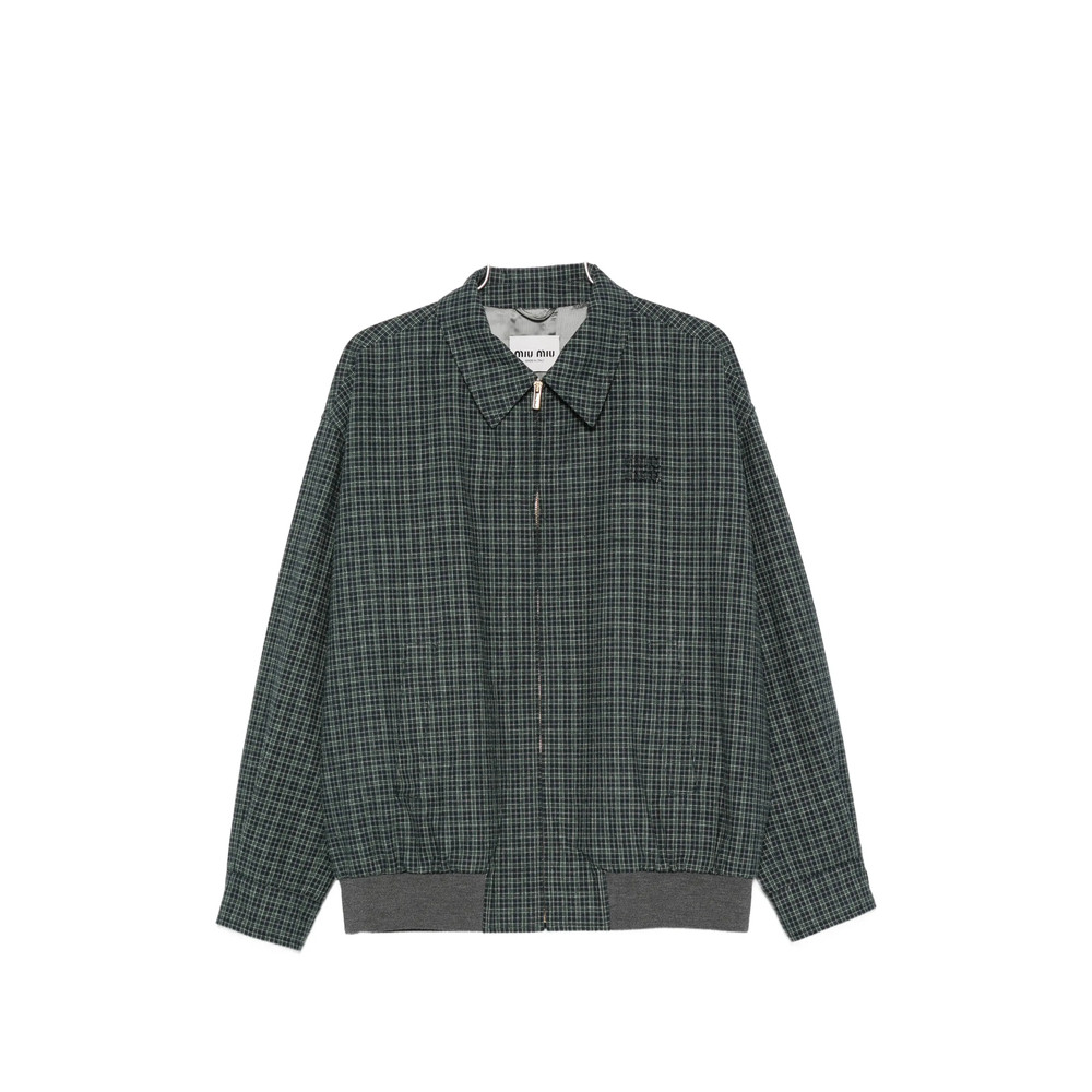 Miu Miu Check-pattern Logo-patch Jacket