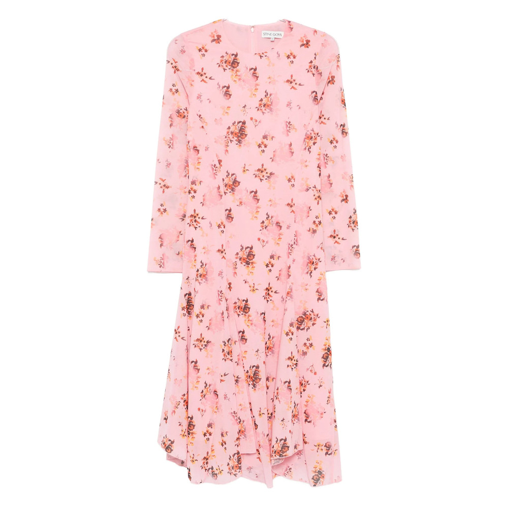 Stine Goya Floral-print Long-sleeve Midi Dress