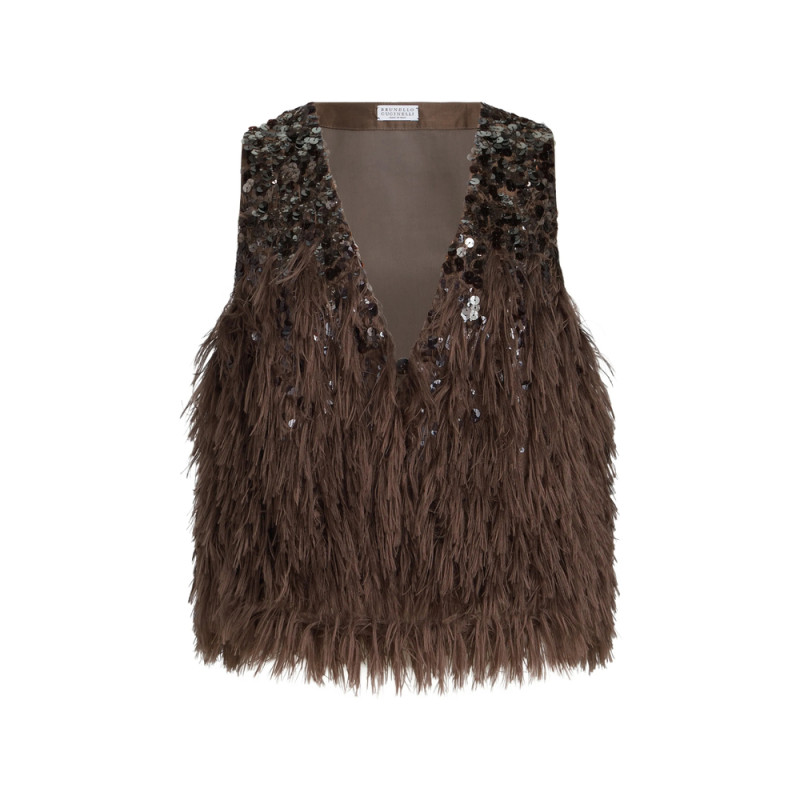 Brunello Cucinelli Sequin Fringed Vest