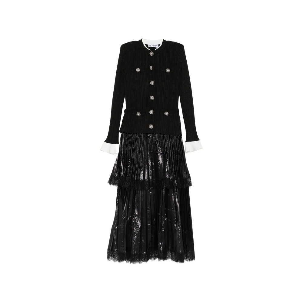 Self-portrait Crystal-embellished Pleated Midi Dress