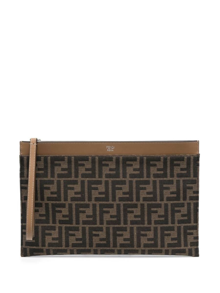 monogram-pattern clutch bag