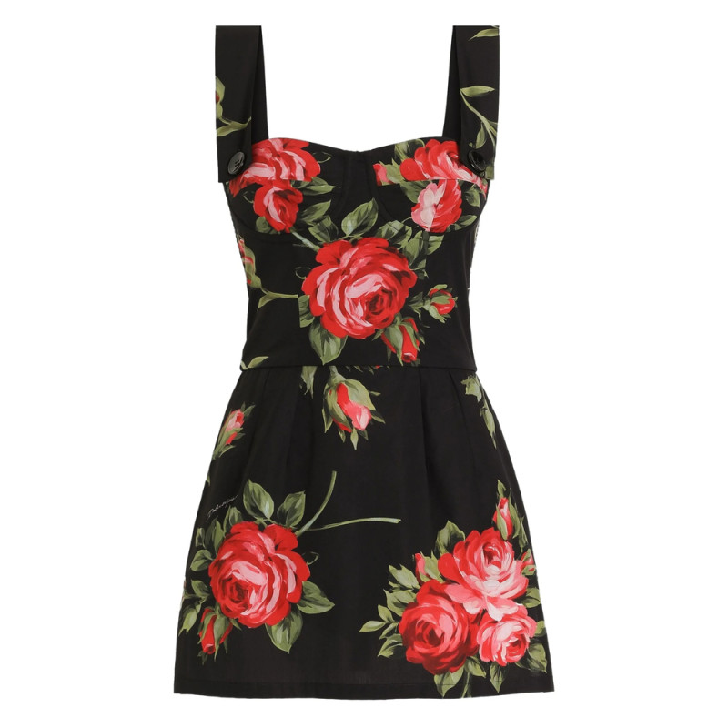 Dolce & Gabbana Floral Button-strap Mini Dress