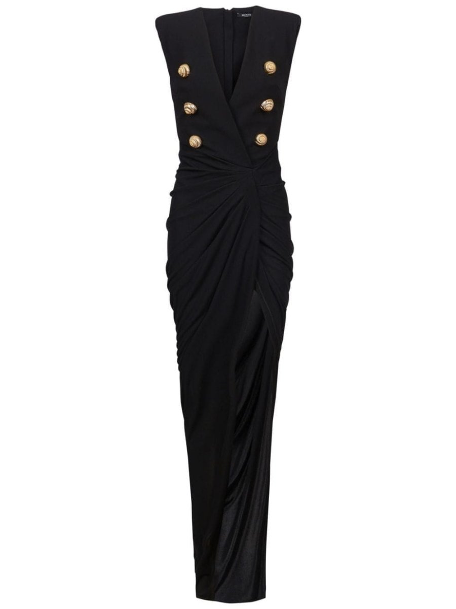 tailored crepe long dress