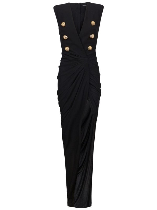tailored crepe long dress