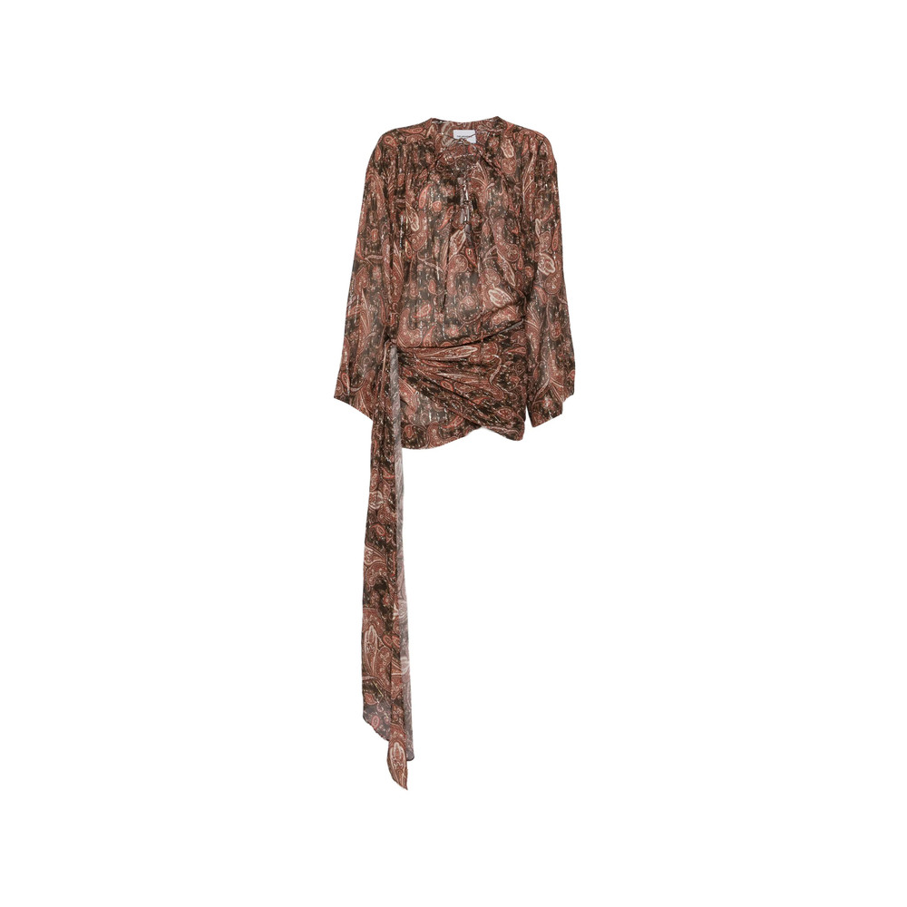 The Andamane Indira Paisley-print Lace-fastening Mini Dress