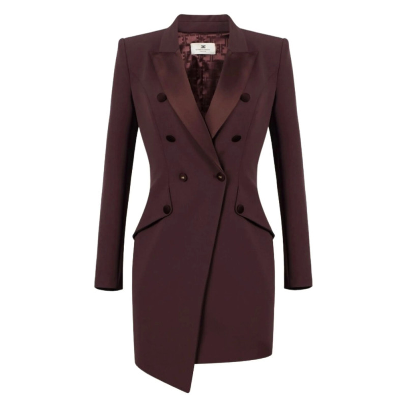 Elisabetta Franchi Double-breasted Satin-lapel Mini Dress