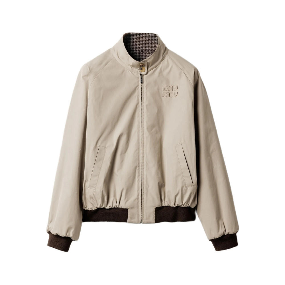 Miu Miu Houndstooth-lining Reversible Bomber Jacket