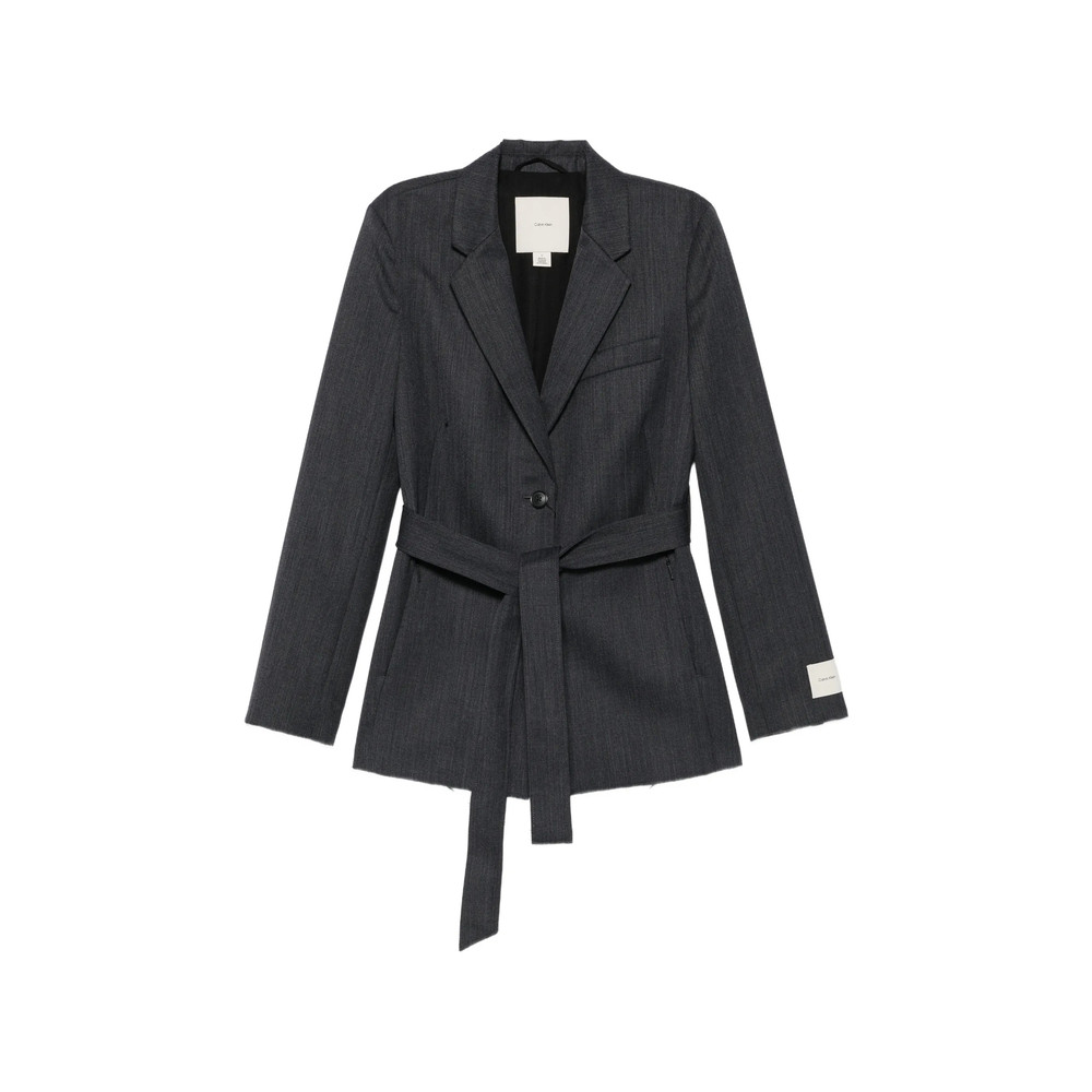 Calvin Klein Belted Pinstripe-pattern Blazer