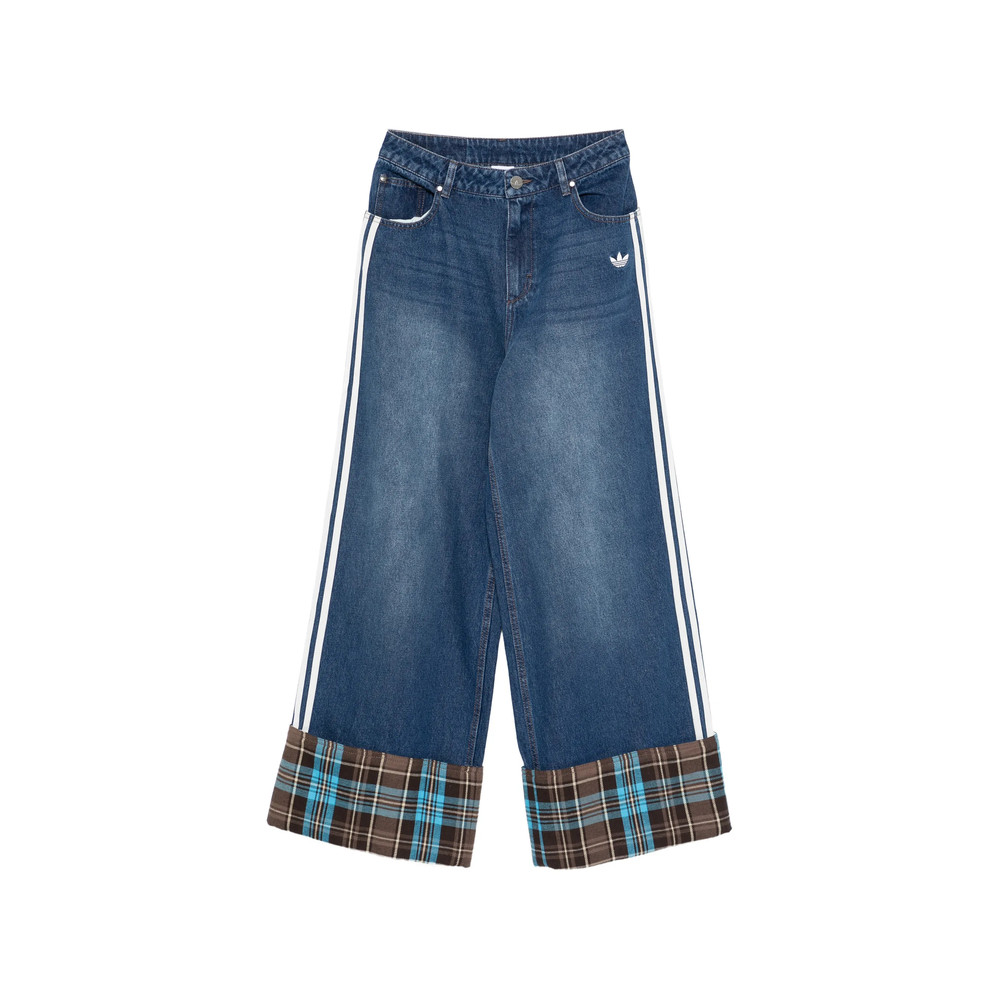 Adidas Side Stripe Check Cuffs Denim Trousers