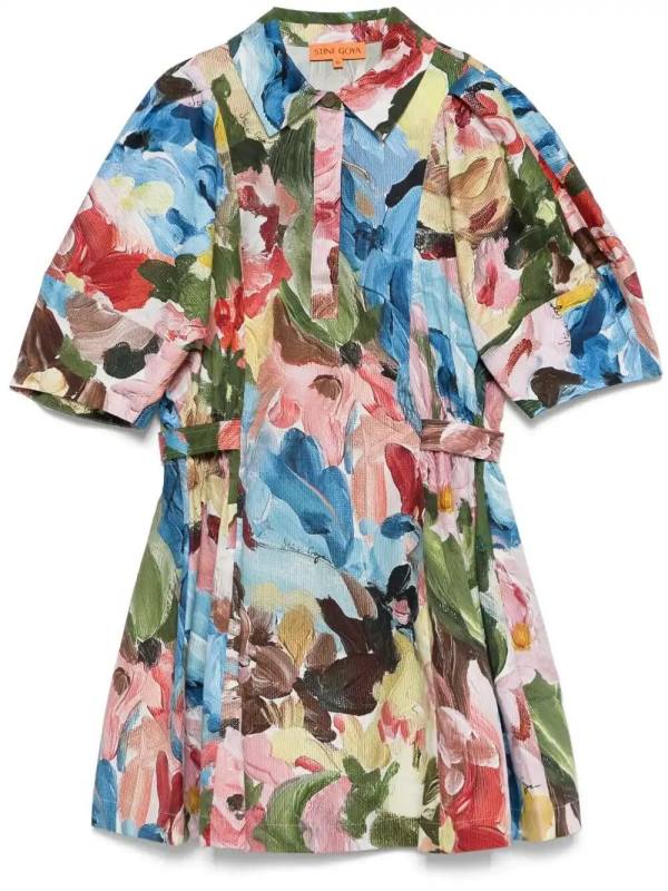 structured-sleeve mini dress