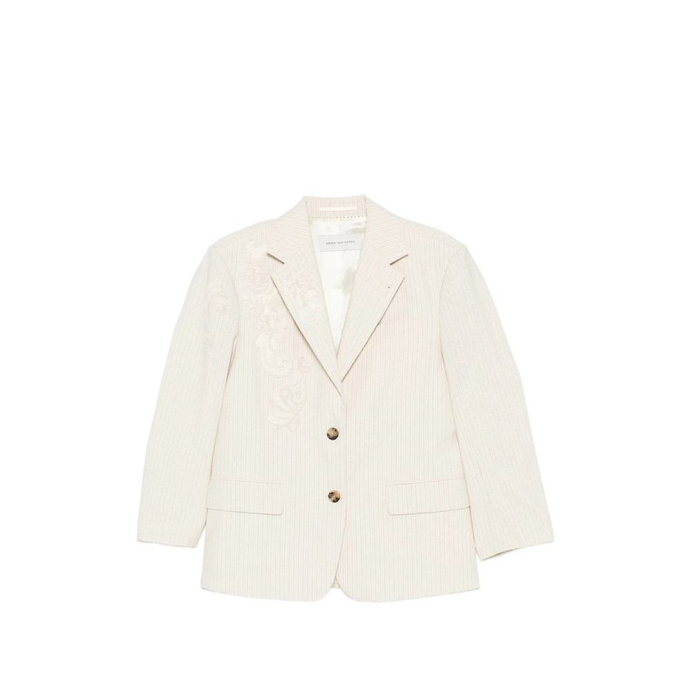 Dries Van Noten Birdy Embroidered Pinstripe-pattern Blazer