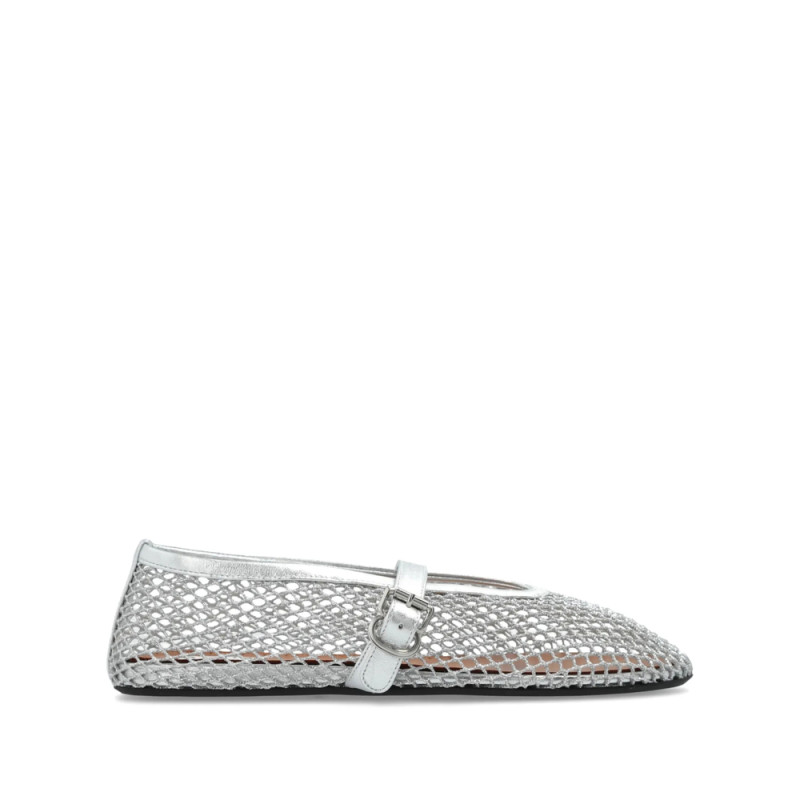 Alaïa Ballet Flats In Laminated Fishnet