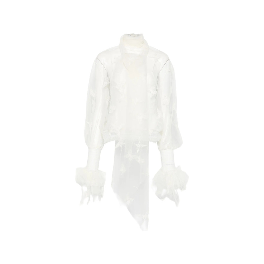 Blumarine Butterfly-appliqué Pussy-bow Blouse