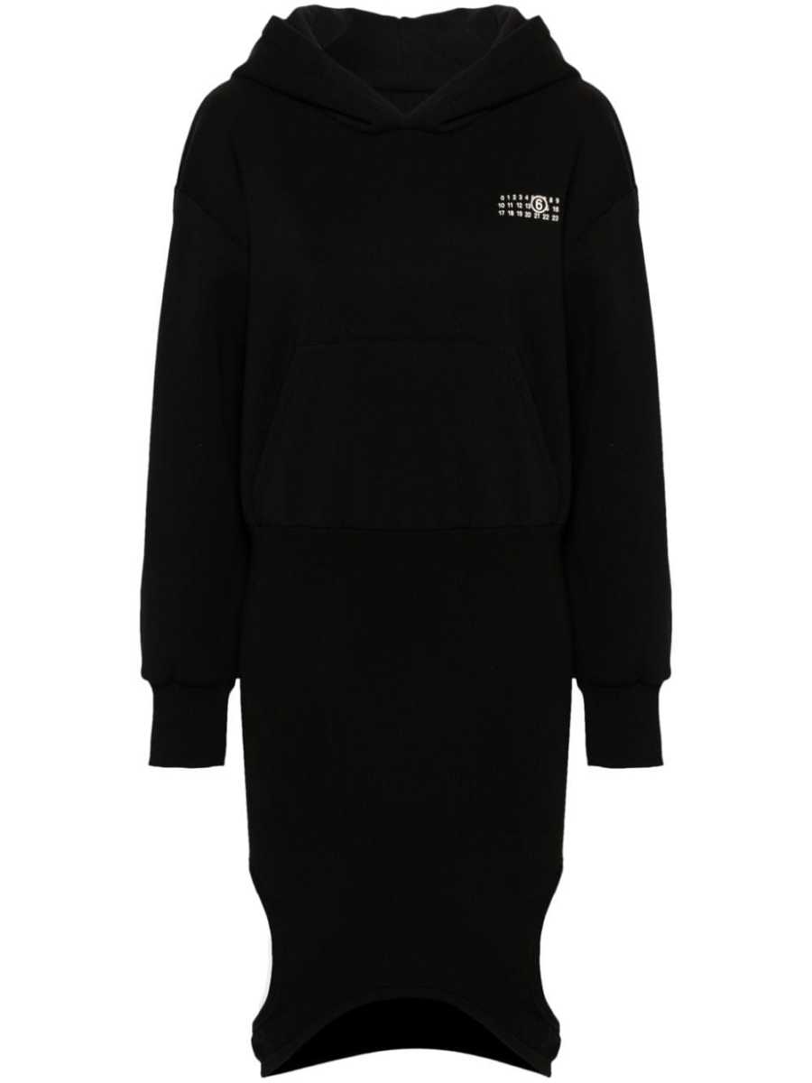 numbers-print hooded jersey dress