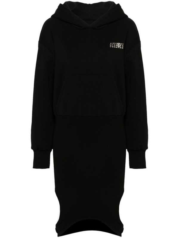 numbers-print hooded jersey dress