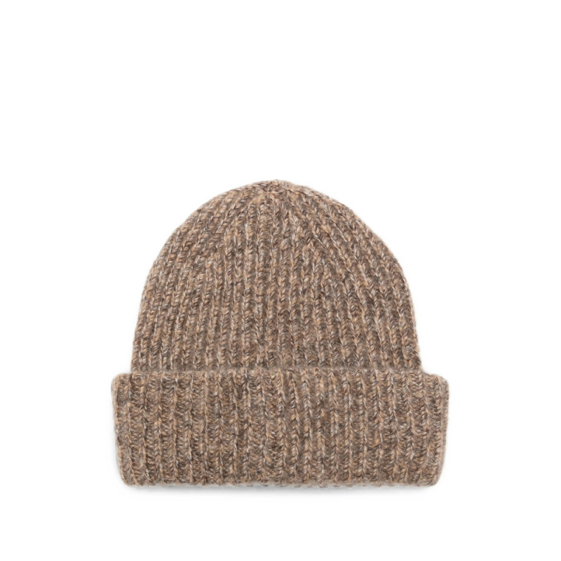 Soft Goat Marled Ribbed-knit Beanie Hat