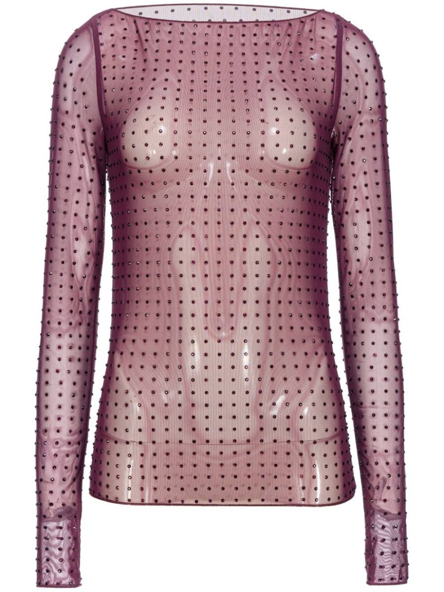 seamless semi-sheer blouse