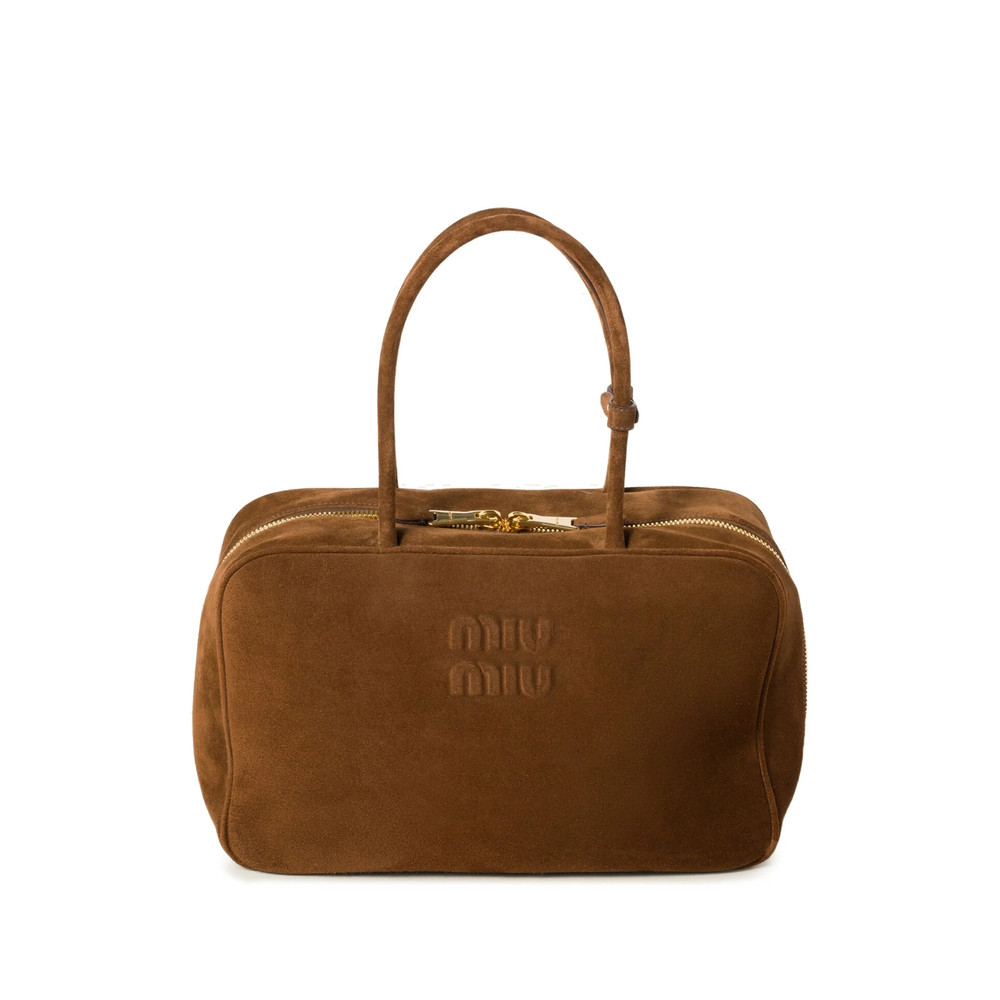 Miu Miu Beau Logo-debossed Suede Bag