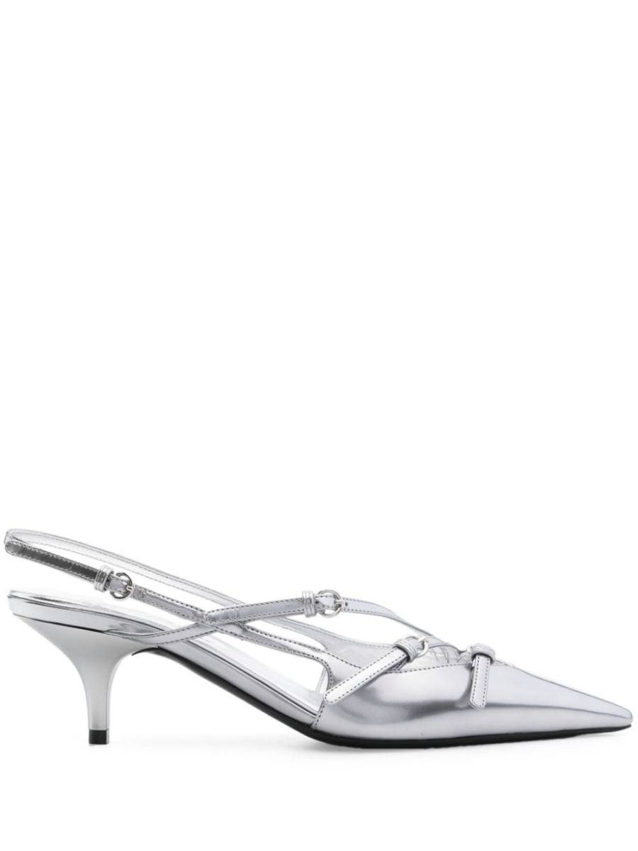 55mm leather buckle pumps