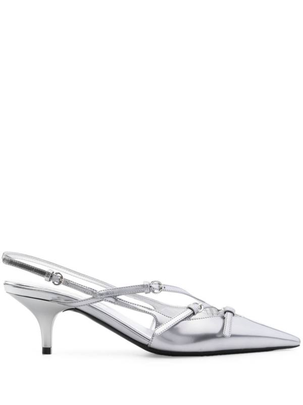 55mm leather buckle pumps