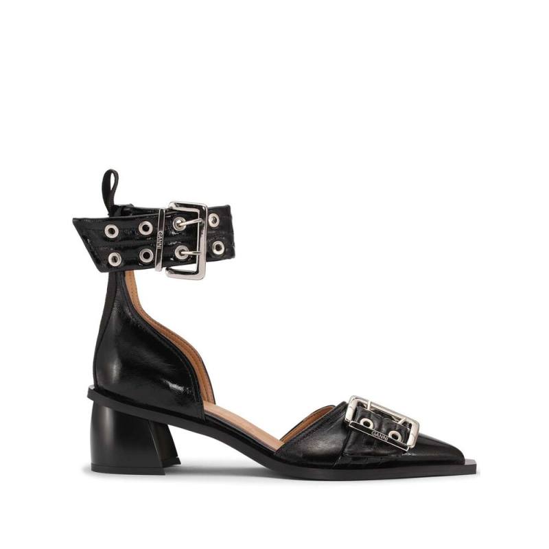 Ganni Buckled Faux-leather Pumps