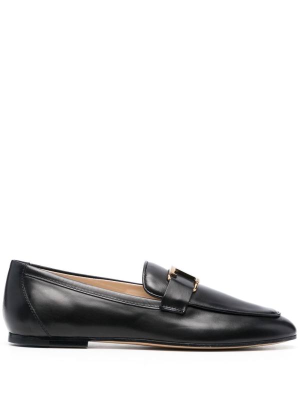 T-logo leather loafers