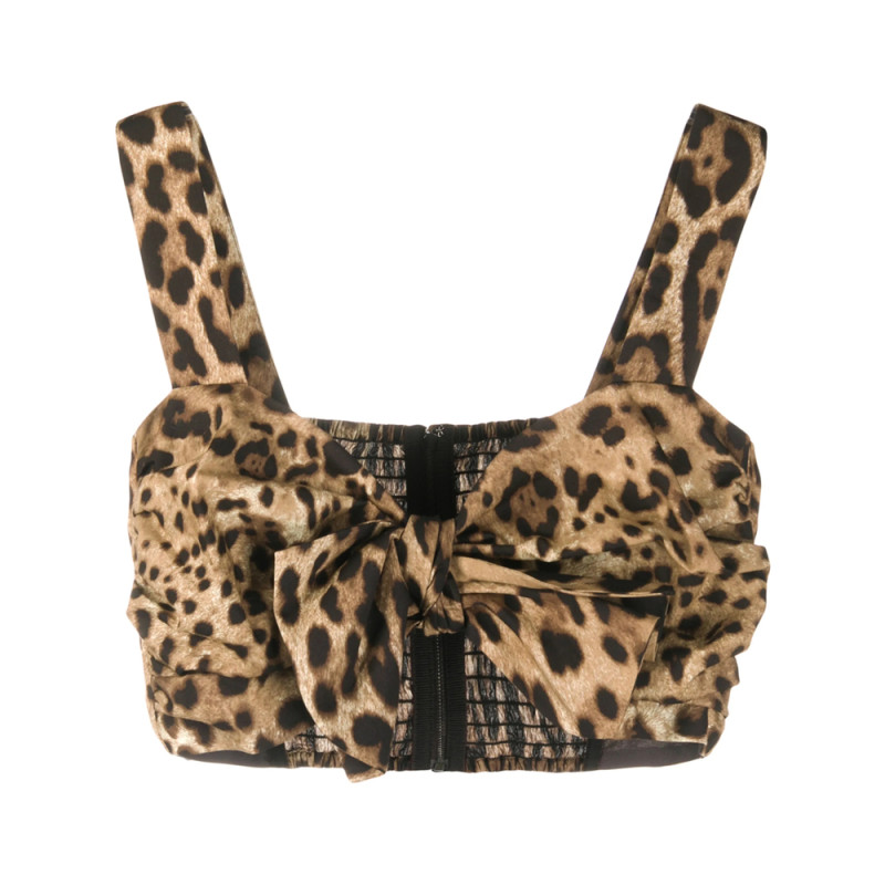 Dolce & Gabbana Leopard-print Poplin Crop Top
