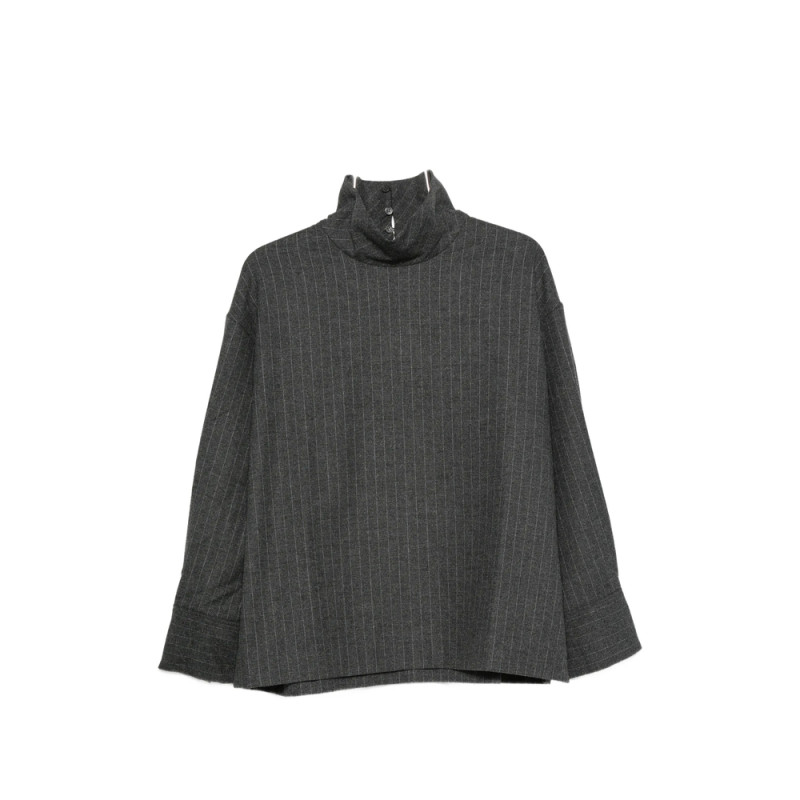 La Piscine Pinstripe-pattern High-neck Blouse