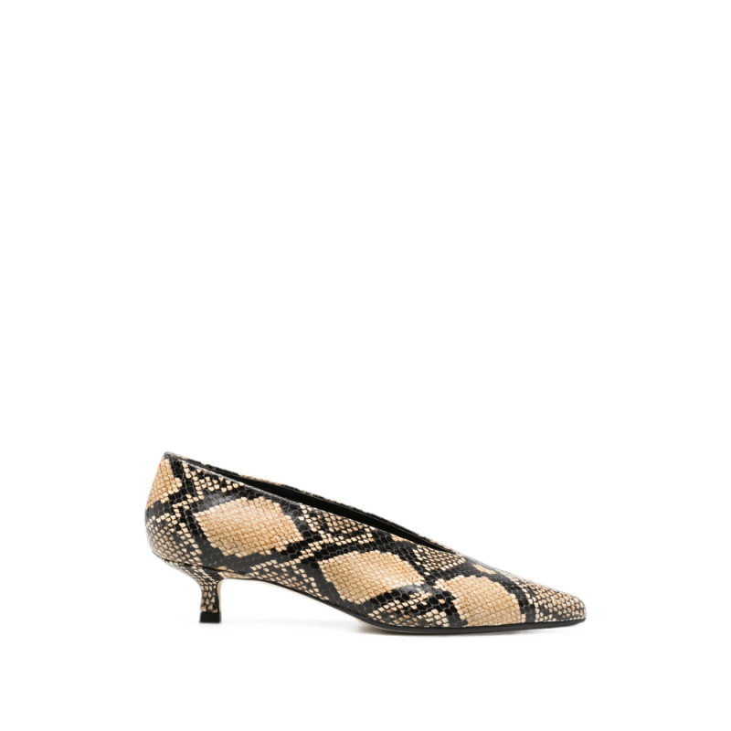 Aeyde Clara Snake-effect Pointed-toe Pumps