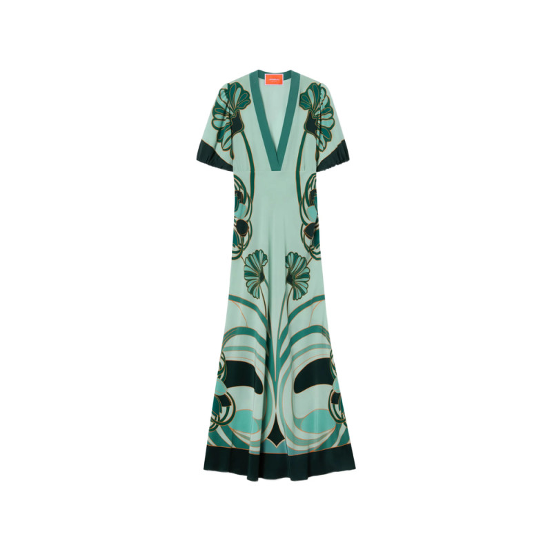 La Double J Marlene Dietrich Blooming Tulip Placée V-neck Dress