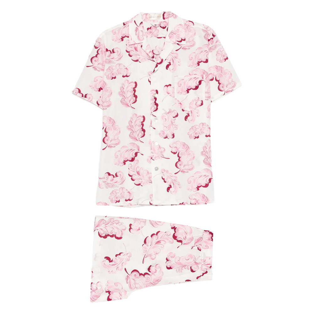 Olivia Von Halle Emeli Plume Feather-print Pyjama (set Of Two)