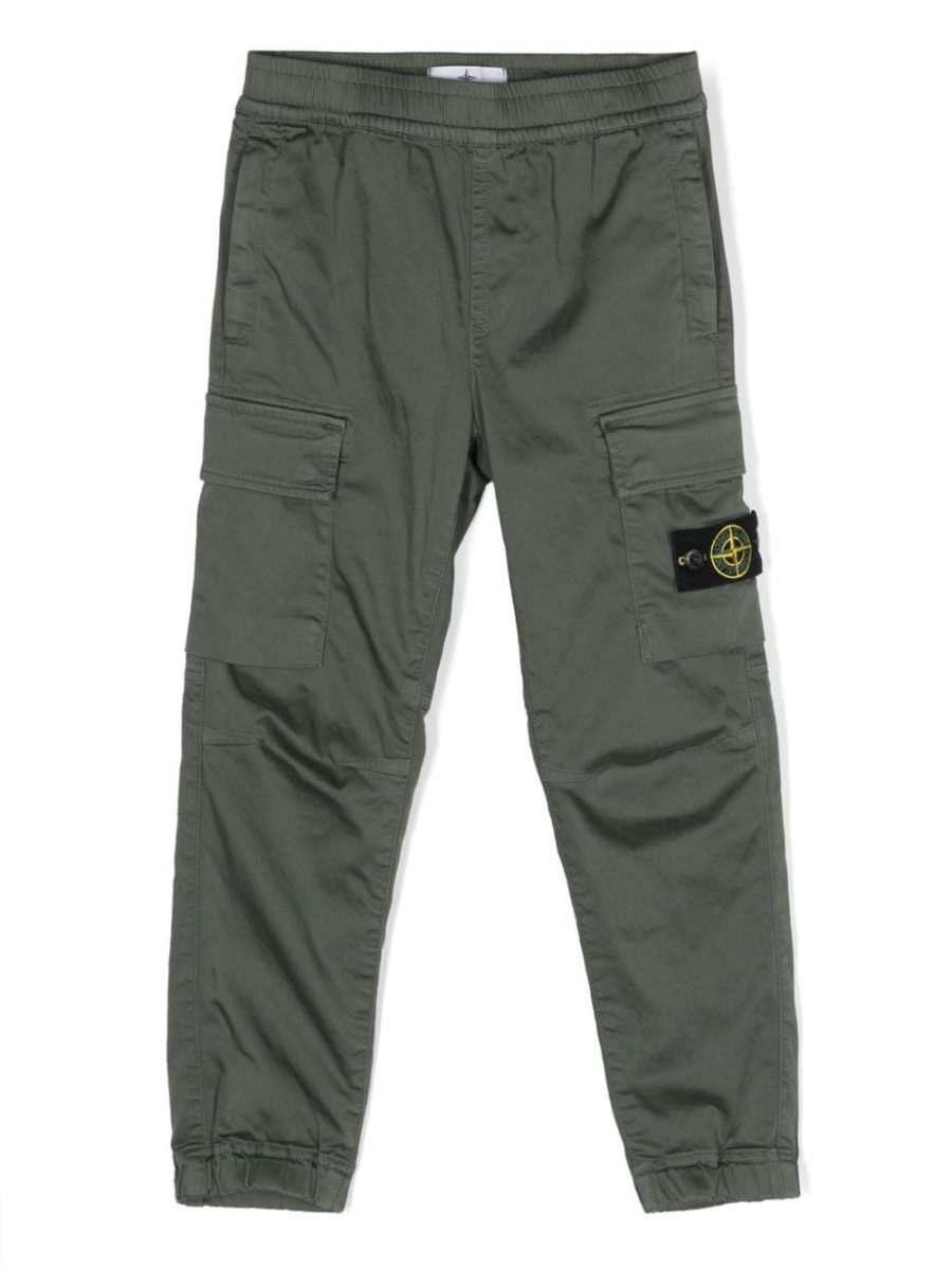 Compass-motif tapered-leg trousers