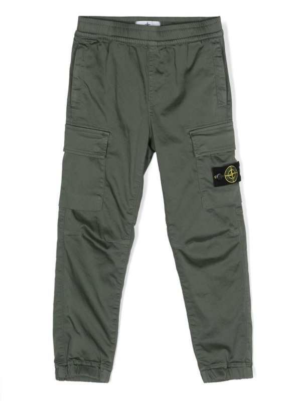 Compass-motif tapered-leg trousers