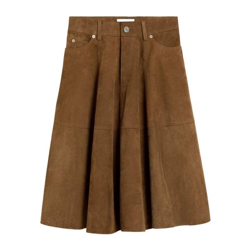 Ami Paris Leather Midi Skirt