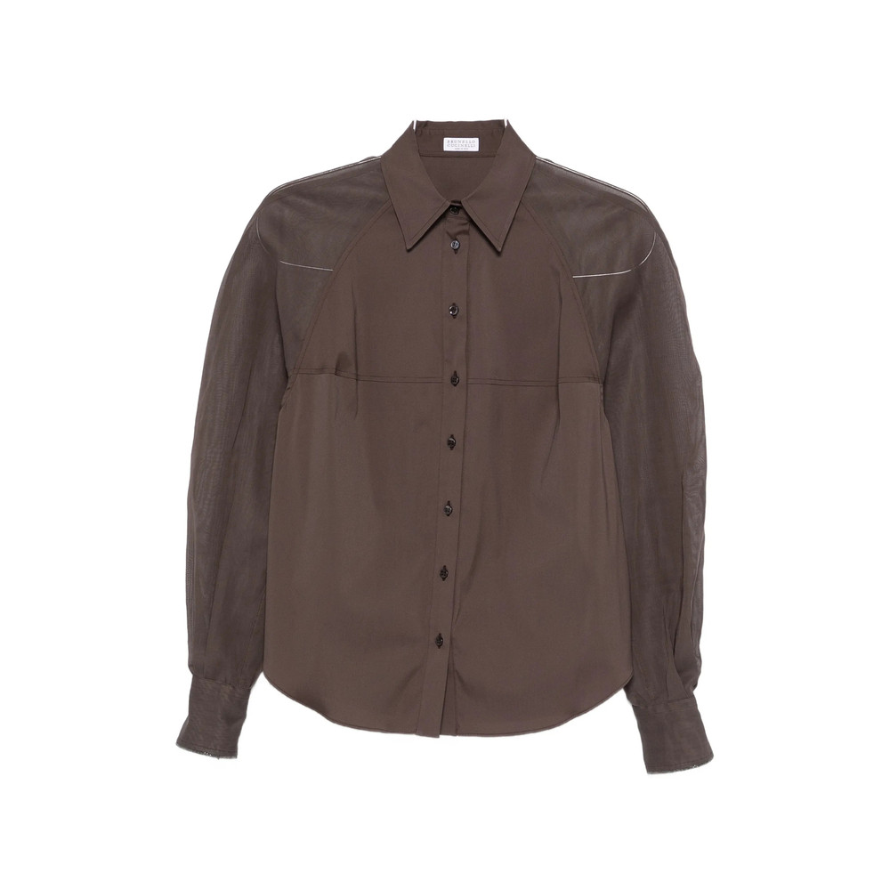 Brunello Cucinelli Sheer-panel Long-sleeve Shirt
