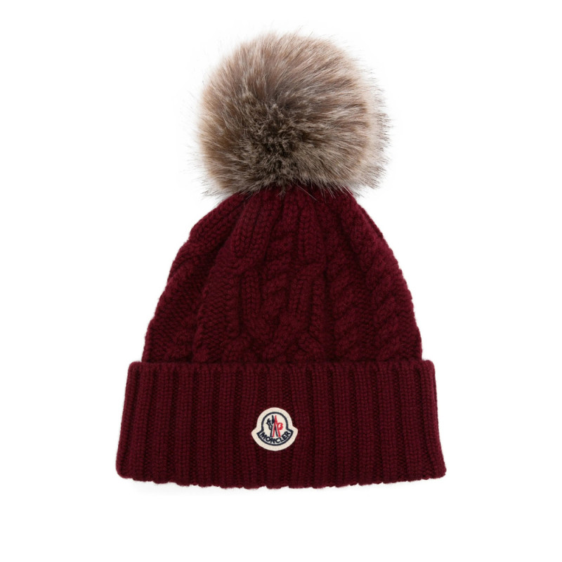 Moncler Cable-knit Pom-pom Beanie Hat