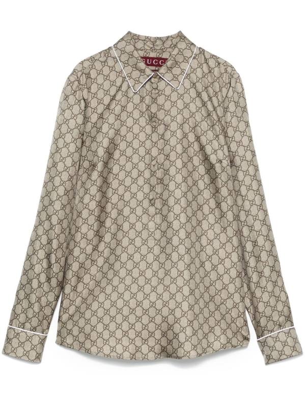 GG Supreme-print silk shirt