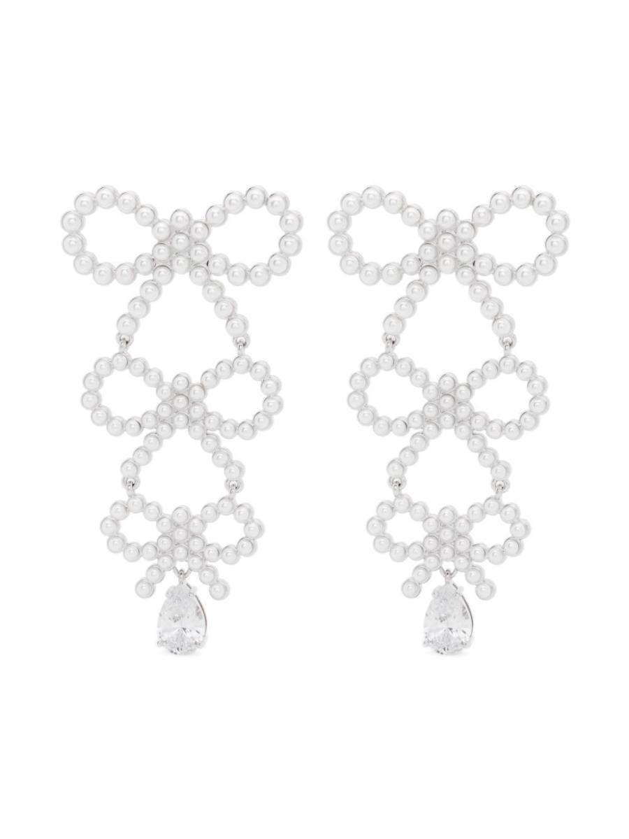 tiered pearl bow earrings