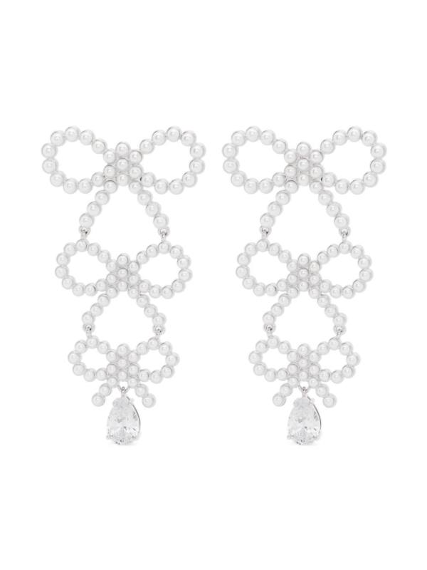 tiered pearl bow earrings