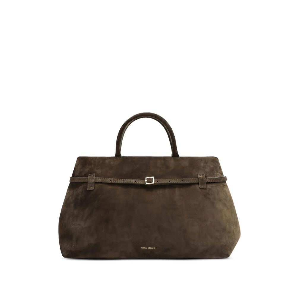 Manu Atelier Buckle-fastening Suede Tote Bag