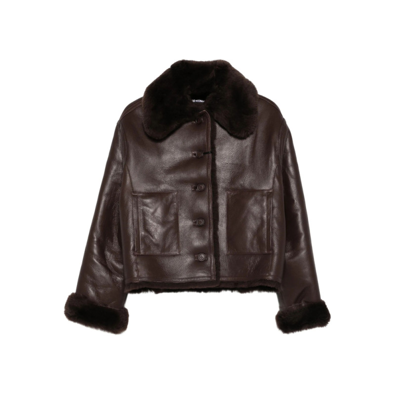 David Koma Fur-trimmed Leather Jacket