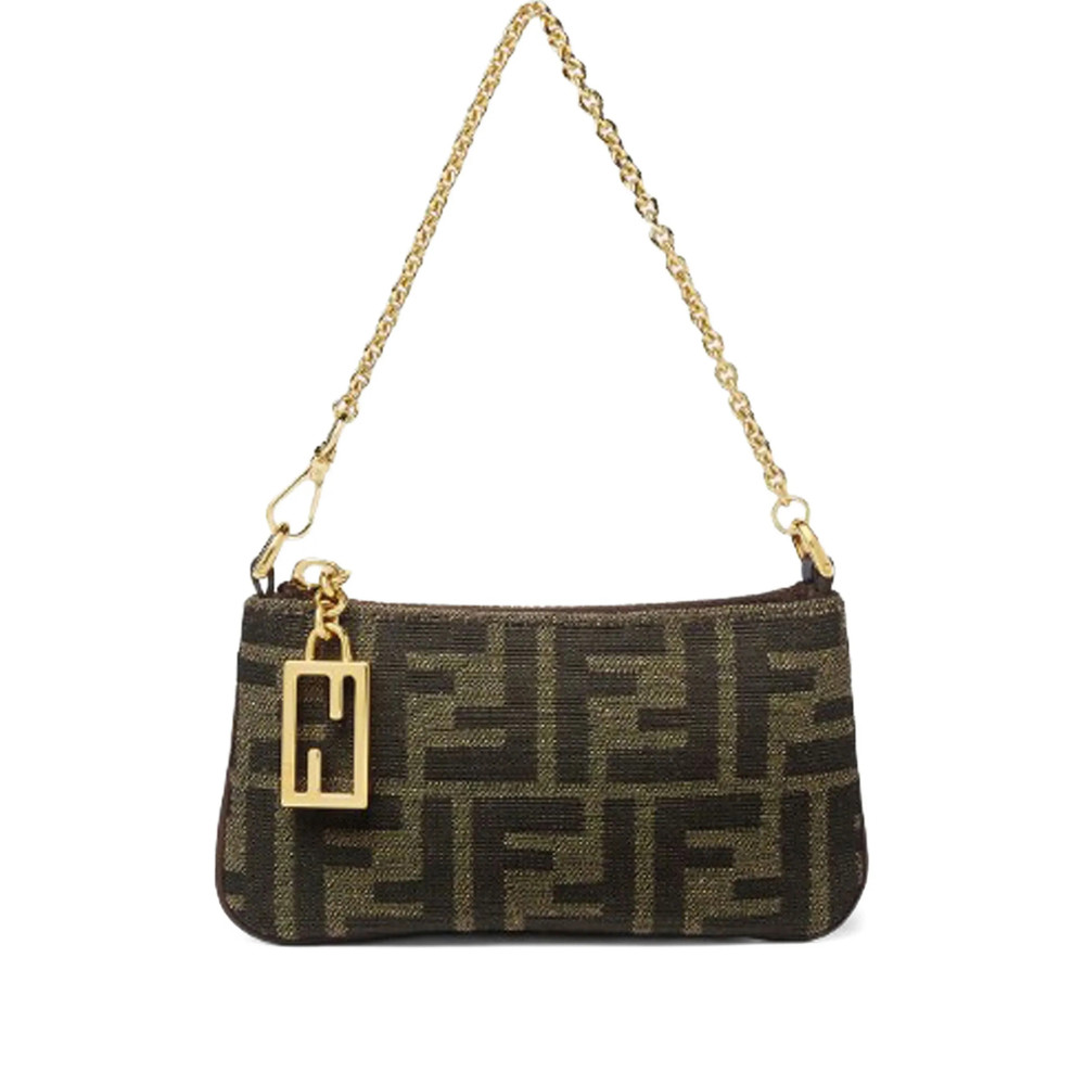 Fendi Mini Baguette Jacquard Chain Pouch