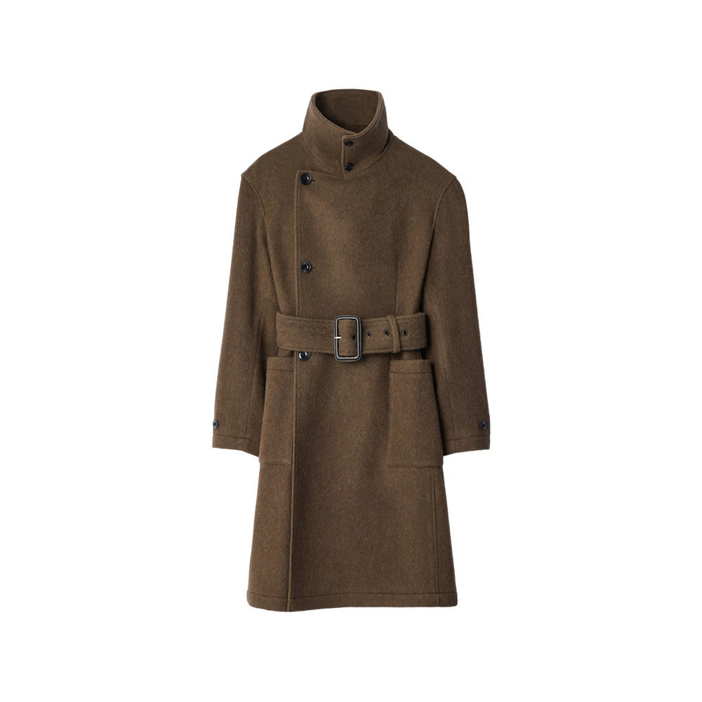 Lemaire Fitted Wrap Coat In Felted Wool And Alpaca Blend