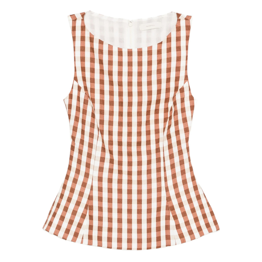 Faithfull The Brand Gingham Peplum Blouse