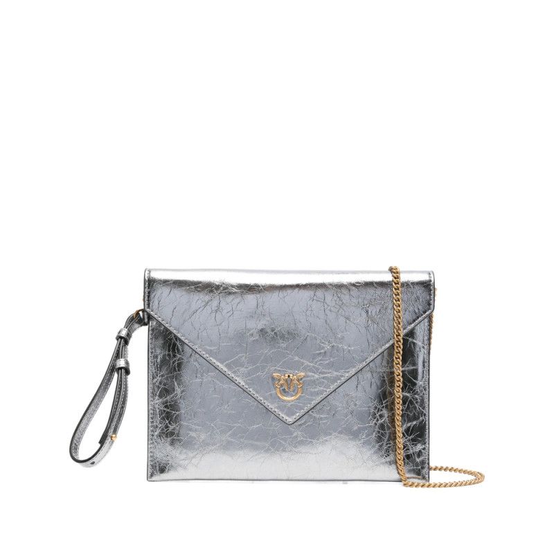 Pinko Small Metallic-leather Flap Clutch